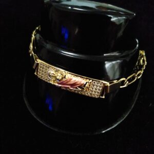 Esclava larga San judas c/zirconia oro laminado