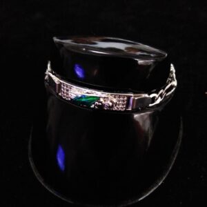 Esclava corta san judas c/zirconia oro laminado blanco