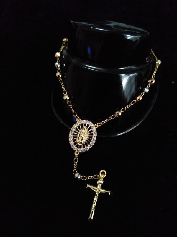 Pulsera denario c/zirconia oro laminado florentino
