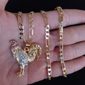 Dije gallo grande oro laminado
