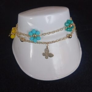 Pulsera delgada tipo ojo turco oro laminado