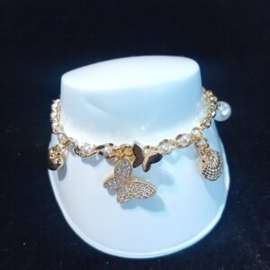 Pulsera con dije oro laminado