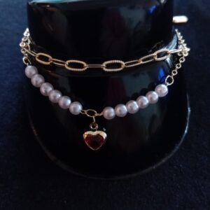 Pulsera con dije oro laminado
