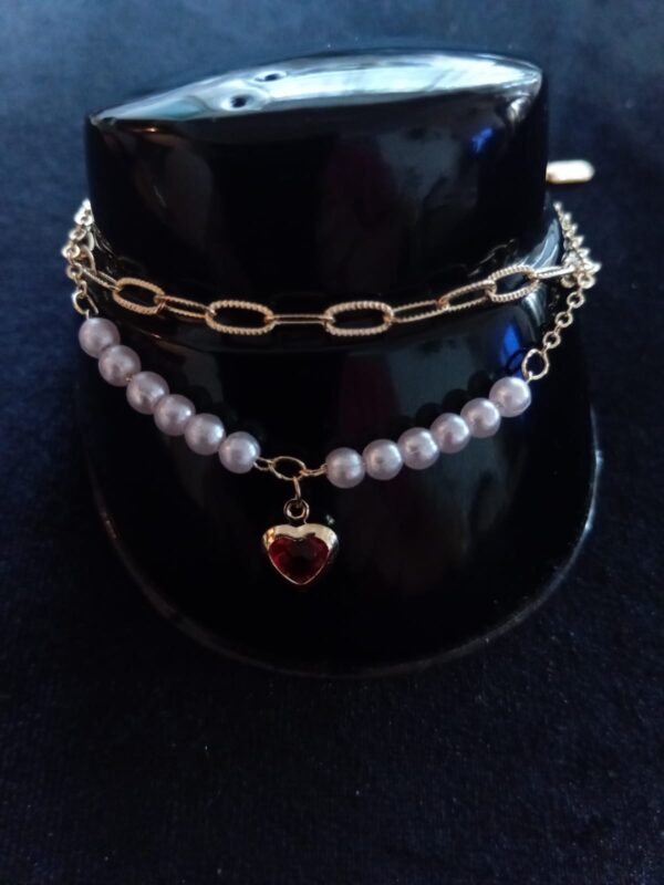 Pulsera con dije oro laminado