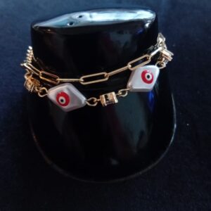 Pulsera con dije oro laminado