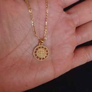 Medalla zirconia oro laminado