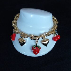 Pulsera con dije oro laminado