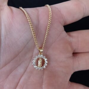 Medalla zirconia oro laminado