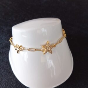 Pulsera delgada  con zirconia  oro laminado