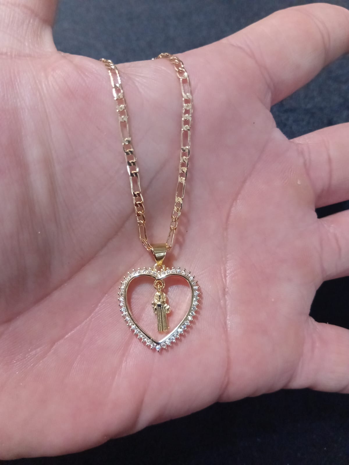 Medalla zirconia oro laminado