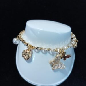 Pulsera con dije oro laminado