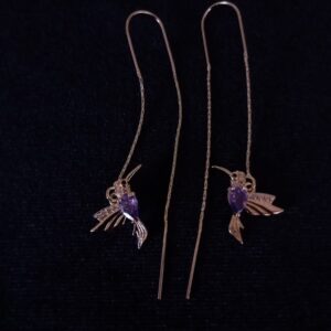 Arete largo oro laminado