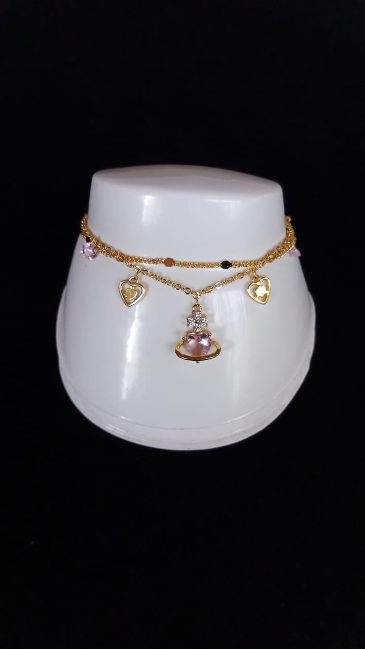Pulsera con dije oro laminado