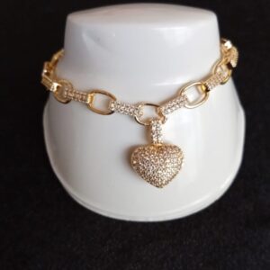 Pulsera zirconia  oro laminado