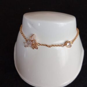 Pulsera delgada con zirconia oro laminado