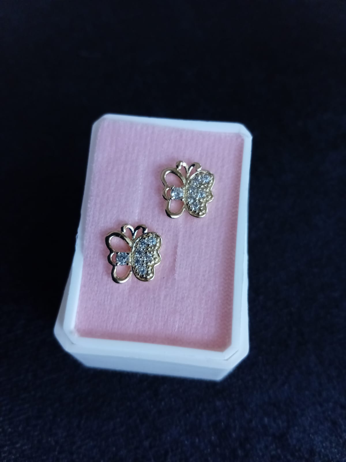 Arete poste mariposa oro laminado