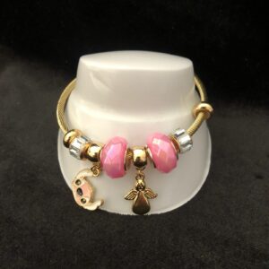 Pulsera ajustable con dijes oro laminado