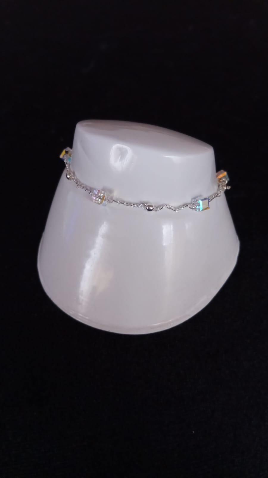 Pulsera delgada zirconia plata .925